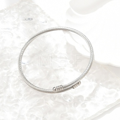 Tarnish Resistant 304 Stainless Steel Open Cuff Bangle with Oval Beaded BJEW-C031-01P-1