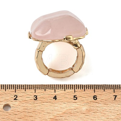 Natural Rose Quartz & Alloy Finger Rings for Women RJEW-G375-01G-01-1
