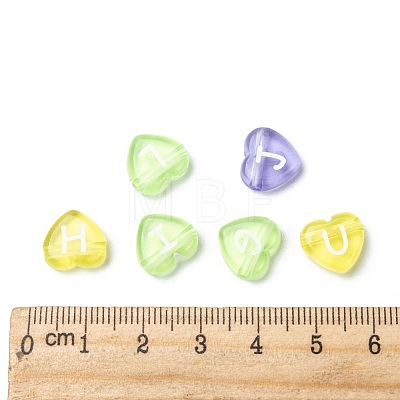 Transparent Acrylic Heart Horizontal Hole Letter Beads X-TACR-Q101-01-1