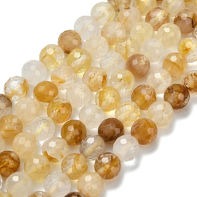 Grade A Natural Yellow Hematoid Quartz Beads Strands G-L642-F04-6mm-1
