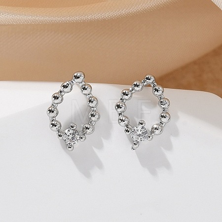 Brass Glass Stud Earrings EJEW-Q014-22P-1
