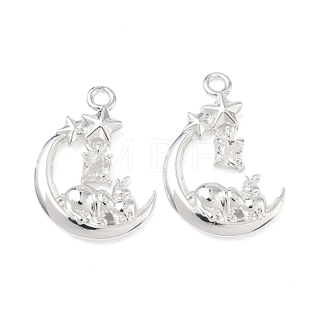 Brass Micro Pave Cubic Zirconia Pendants KK-C155-19S-03-1
