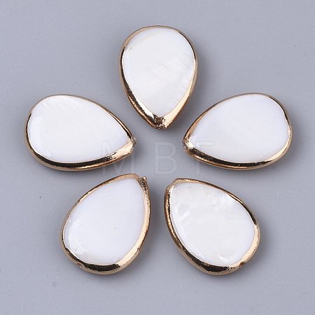 Edge Golden Plated Freshwater Shell Beads X-SHEL-S276-46-1