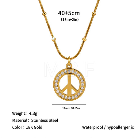 304 Stainless Steel Crystal Rhinestone Ring Pendant Necklaces WG906B2-01-1