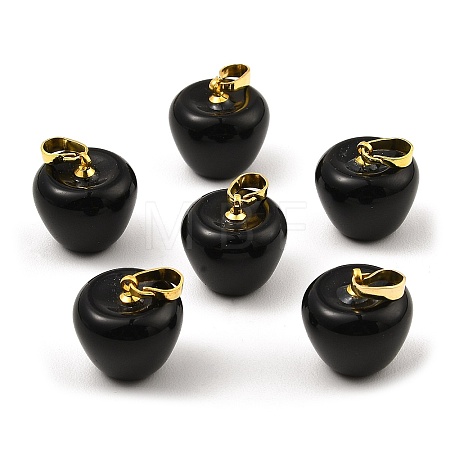 Natural Obsidian Teacher Apple Charms G-Z022-02J-G-1