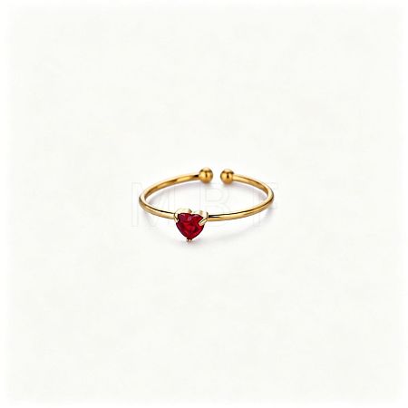 Adjustable Birthstone 304 Stainless Steel Micro Pave Cubic Zirconia Cuff Open Rings WGB2F1D-07-1