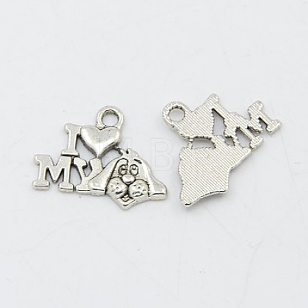 Tibetan Style Alloy Puppy Pendants X-TIBEP-0399-S-LF-1