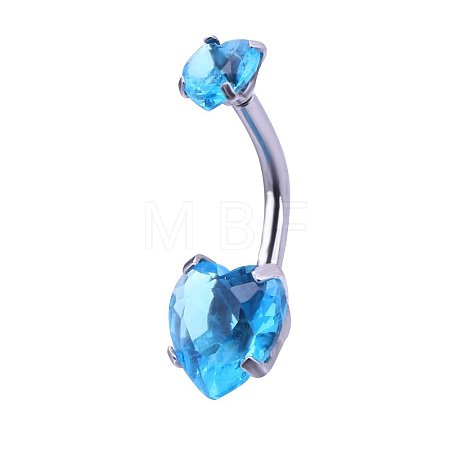 Heart Cubic Zirconia Belly Button Rings WG98059-04-1