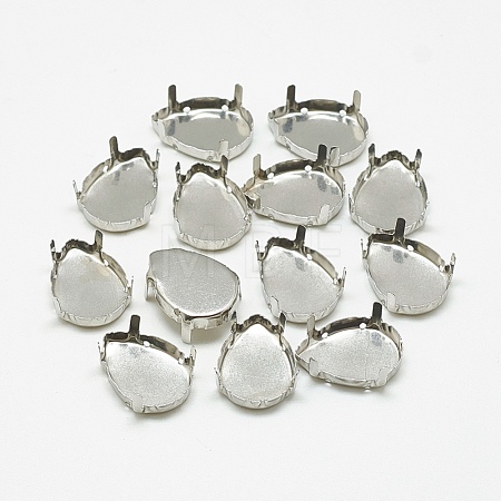 Non-Tarnish 201 Stainless Steel Sew on Prong Settings STAS-T032-02-10x14mm-1