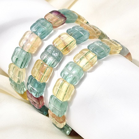 Natural Fluorite Beaded Stretch Bracelets for Women Men BJEW-D461-02C-1