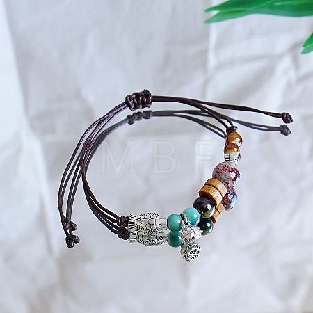 Ceramic Beads Braided Bead Bracelets FS-WG18053-05-1