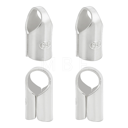 4Pcs Column Sterling Silver Cord Ends STER-BC0004-47S-1