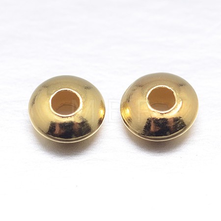 Real 18K Gold Plated Flat Round Sterling Silver Spacer Beads STER-M101-12-3mm-1
