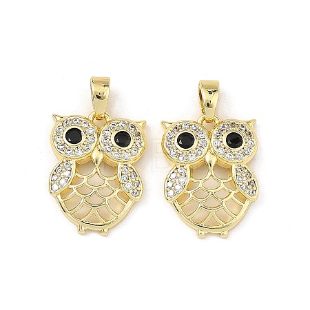 Brass Micro Pave Black Cubic Zirconia Pendants CU-L277-10G-1