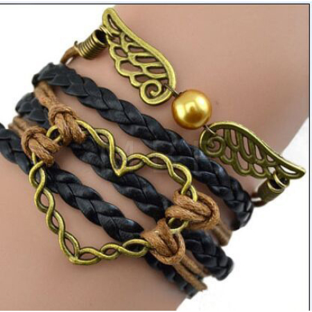 Suede & Imitation Leather Cord Knitted Multi-strand Bracelets WGD6FE3-21-1