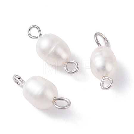 Natural Cultured Freshwater Pearl Bead Links Connectors PALLOY-JF01152-1