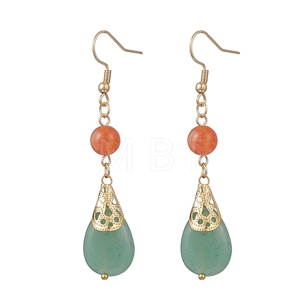 Natural Green Aventurine & Dyed Natural Malaysia Jade Dangle Earrings EJEW-JE06673-02-1