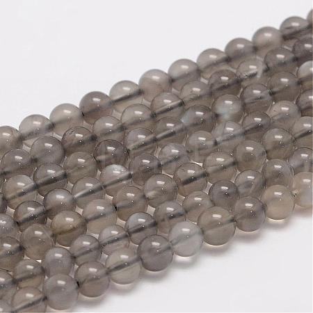Natural Black Moonstone Beads Strands G-F306-06-6mm-1