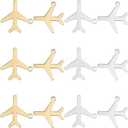 12Pcs 2 Colors 201 Stainless Steel Pendants STAS-UN0035-68-1