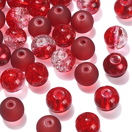100Pcs Transparent Frosted Glass Beads Strands GLAA-CJ0002-05-1