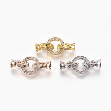 Brass Micro Pave Cubic Zirconia Fold Over Clasps KK-P164-14-1