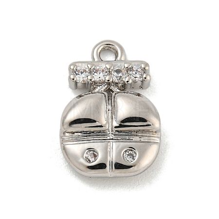Brass Micro Pave Clear Cubic Zirconia Pendants KK-O008-01A-P-1