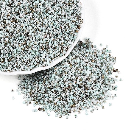 Spray Painted Picasso Cylinder Glass Seed Beads GLAA-T028-12A-08-1