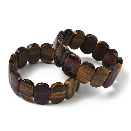 Natural Red Yellow Tiger Eye Beads Stretch Bracelets for Women Men BJEW-I323-02S-1