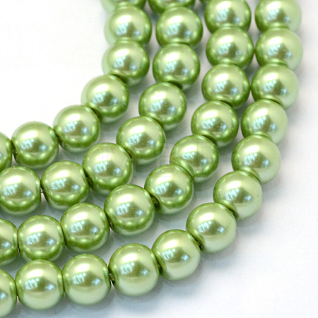 Baking Paint Pearlized Glass Pearl Round Bead Strands HY-Q003-6mm-26-1