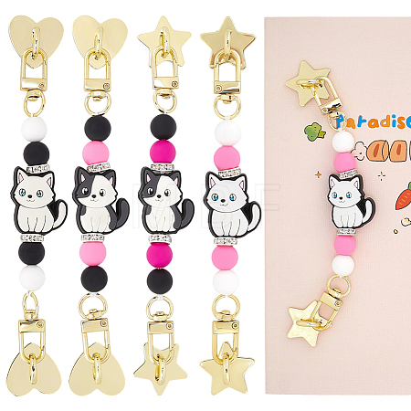 4Pcs Silicone Mobile Straps HJEW-ME00177-1