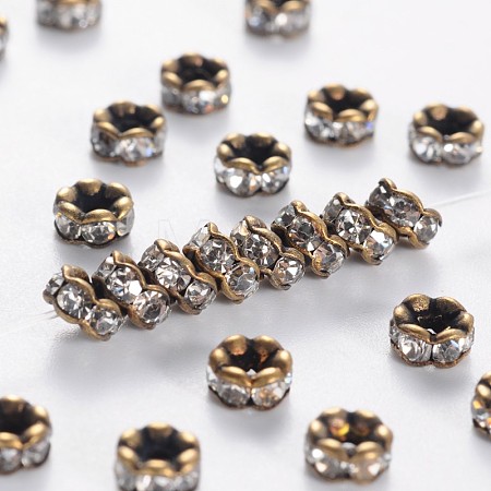 Brass Rhinestone Spacer Beads RB-A014-L4mm-01AB-NF-1