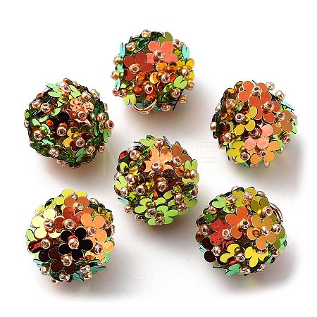PVC Plastic Paillette with Glass Seed Beaded Pendants FIND-G058-01F-1
