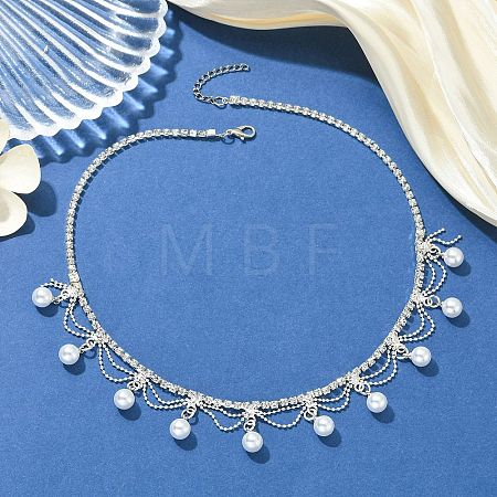 Brass Crystal Rhinestone Tennis Necklaces NJEW-JN06128-1