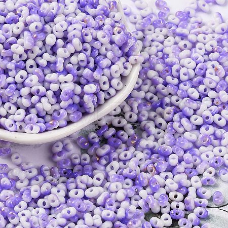 Two Tone Baking Paint Glass Seed Beads SEED-C003-01G-1