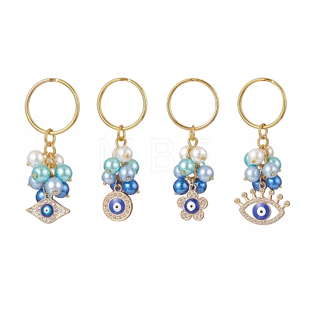 Alloy Enamel Evil Eye Rhinestone Keychain KEYC-JKC00446-1