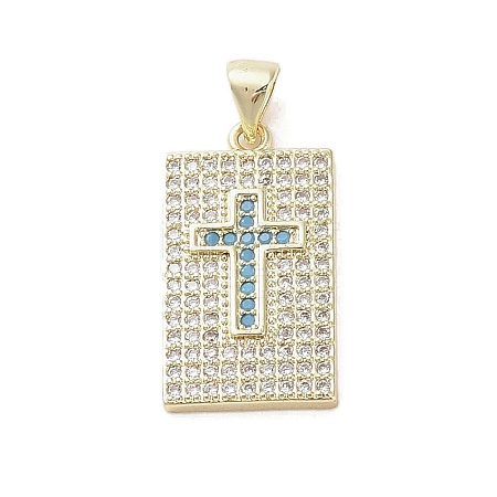 Real 18K Gold Plated Brass Micro Pave Cubic Zirconia Pendants KK-A209-10B-G-1