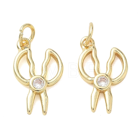 Brass Micro Pave Clear Cubic Zirconia Pendants KK-T085-11G-1