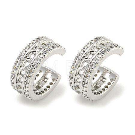 Brass Micro Pave Clear Cubic Zirconia Cuff Earrings EJEW-C104-078P-1