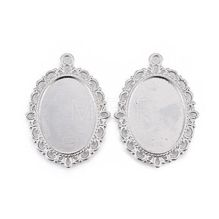 Tibetan Style Oval Alloy Pendant Cabochon Settings LS-TIBEP-Q054-44P-RS-1