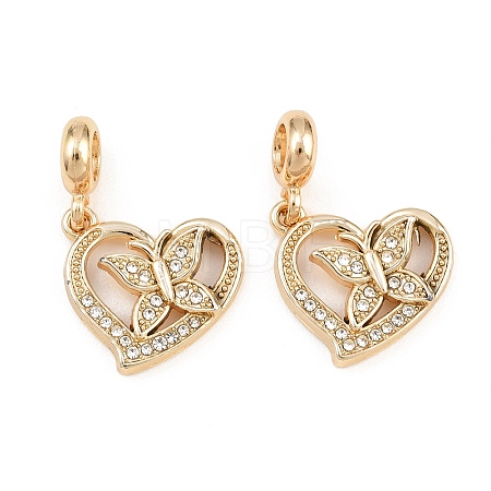Alloy Crystal Rhinestone European Dangle Charms AL-CBAC2D3-17G-1