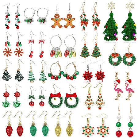 24 Pairs Christmas Theme Alloy Plastic Earrings Sets FS-WG6FBD6-25-1