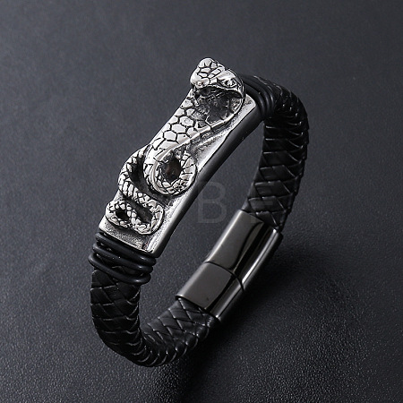 Punk Braided PU Leather Cord Bracelets ZB4268-2-1