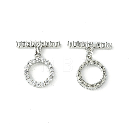 Rack Plating Eco-Friendly Brass Pave Clear Cubic Zirconia Toggle Claps KK-K330-45P-1