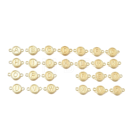 26Pcs 26 Styles Brass Disc with Initial Links Connector Charms KK-E802-36G-1