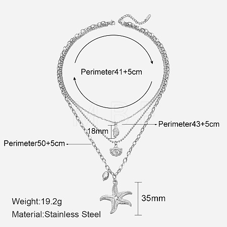 304 Stainless Steel with Natural Freshwater Pearl Double Layer Necklaces FS-WG7985A-03-1