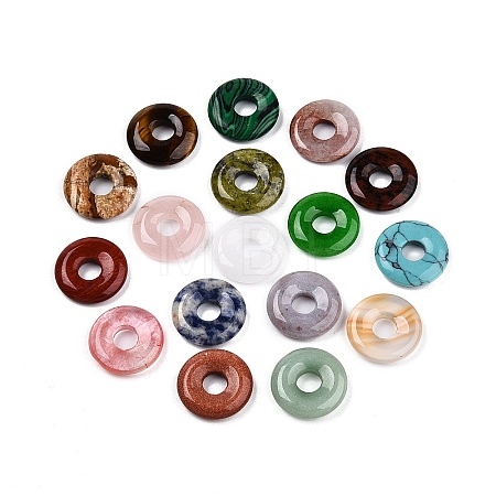 Natural & Synthetic Mixed Stone Donut Pendants G-N344-38D-1