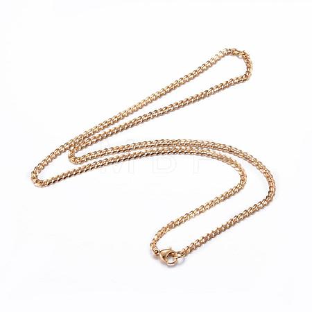 304 Stainless Steel Curb Chain Necklaces NJEW-P147-04G-1