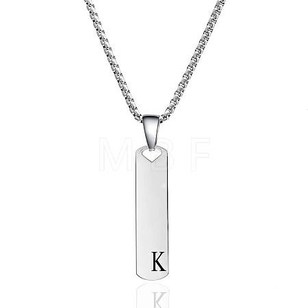 304 Stainless Steel Rectangle with Letter Pendant Box Chain Necklaces FS-WGD7C78-11-1