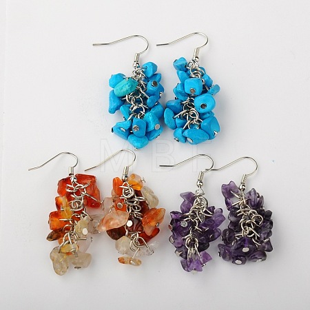 Fashionable Gemstone Chips Earrings EJEW-JE00955-1
