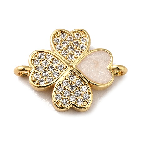 Eco-Friendly Rack Plating Brass Micro Pave Clear Cubic Zirconia Connector Charms X-KK-F853-26G-1